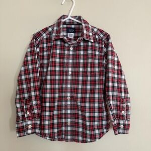 Carter's Classic Red and Black Plaid Button Down Shirt Holiday Boys Size 5t